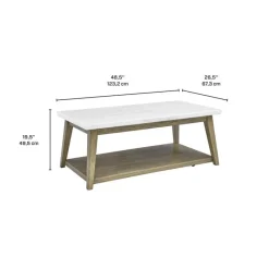 Rectangular White Marble Top Coffee Table