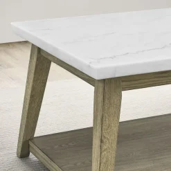 Rectangular White Marble Top Coffee Table