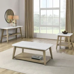 Rectangular White Marble Top Coffee Table