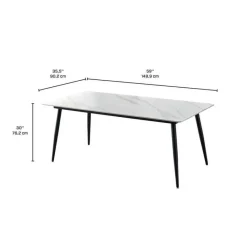 Rectangular White Sintered Stone Dining Table - 59