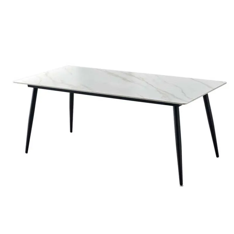 Rectangular White Sintered Stone Dining Table - 59"