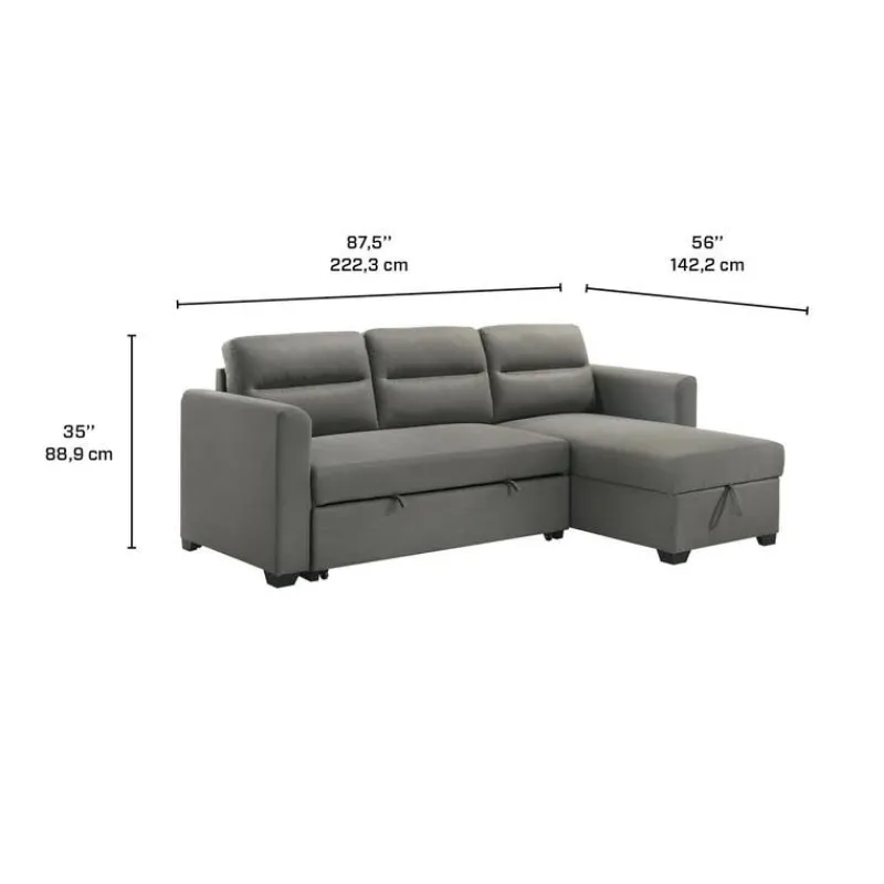 Reversible Sectional Bed with Storage -