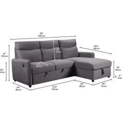 Reversible Sectional Bed with USB Ports
