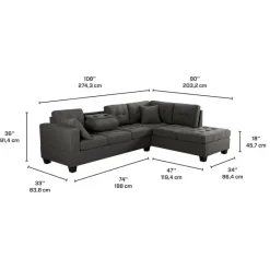 Reversible Sectional with a Drop-Down Backrest and Cup Holders