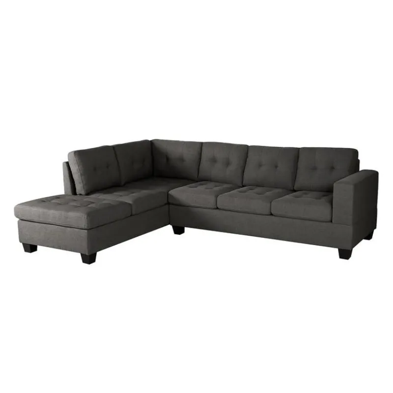 Reversible Sectional with a Drop-Down Backrest and Cup Holders