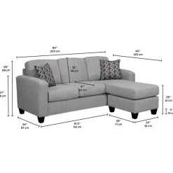 Sofa By Fancy Reversible Sectional with Chaise - Grey
