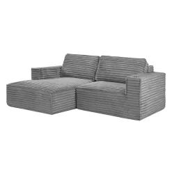 Rolled & Compressed Left Sectional in Corduroy Velvet 2 pcs -