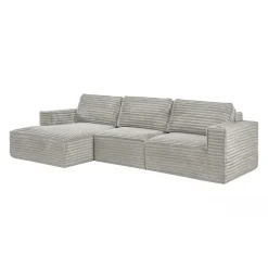 Rolled & Compressed Left Sectional in Corduroy Velvet 3 pcs -
