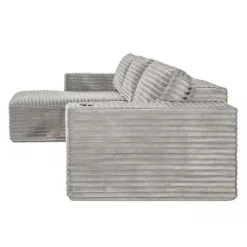 Rolled & Compressed Left Sectional in Corduroy Velvet 3 pcs -