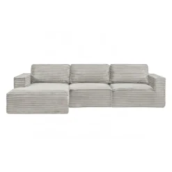 Rolled & Compressed Left Sectional in Corduroy Velvet 3 pcs -