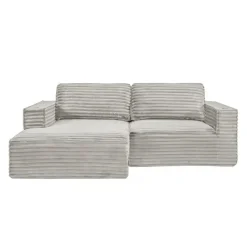 Rolled & Compressed Left Sectional in Corduroy Velvet 2 pcs -