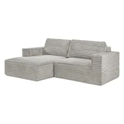 Rolled & Compressed Left Sectional in Corduroy Velvet 2 pcs -