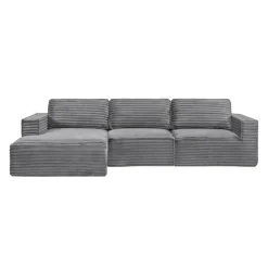 Rolled & Compressed Left Sectional in Corduroy Velvet 3 pcs -