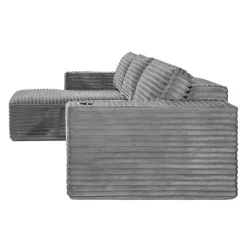 Rolled & Compressed Left Sectional in Corduroy Velvet 3 pcs -