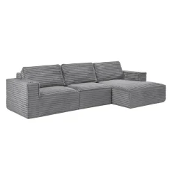 Rolled & Compressed Right Sectional in Corduroy Velvet 3 pcs -