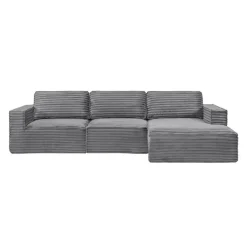 Rolled & Compressed Right Sectional in Corduroy Velvet 3 pcs -