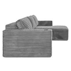 Rolled & Compressed Right Sectional in Corduroy Velvet 3 pcs -