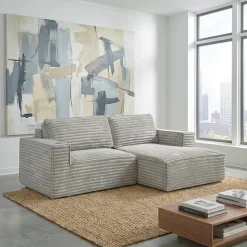 Rolled & Compressed Right Sectional in Corduroy Velvet 2 pcs -