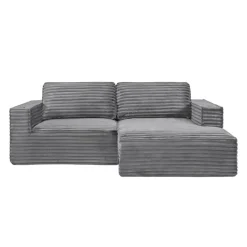 Rolled & Compressed Right Sectional in Corduroy Velvet 2 pcs -