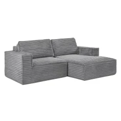 Rolled & Compressed Right Sectional in Corduroy Velvet 2 pcs -