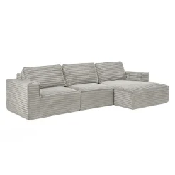 Rolled & Compressed Right Sectional in Corduroy Velvet 3 pcs -
