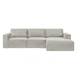 Rolled & Compressed Right Sectional in Corduroy Velvet 3 pcs -