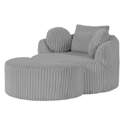 Rolled & Compressed Sealy Corduroy Armchair-in-a-Box with an Ottoman -