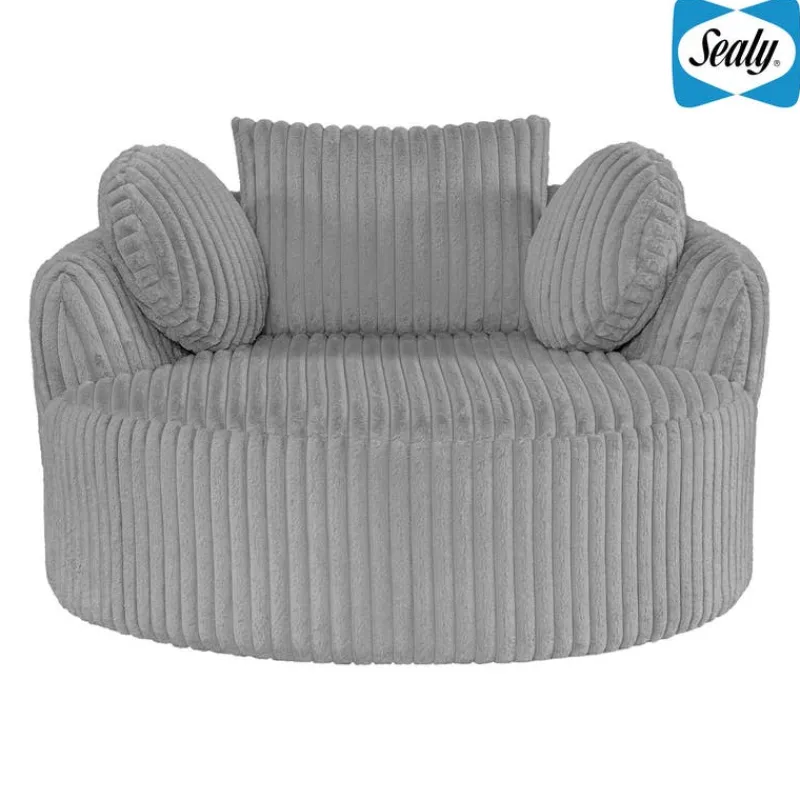 Rolled & Compressed Sealy Corduroy Armchair-in-a-Box with an Ottoman -