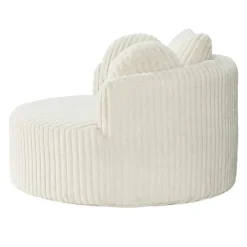 Rolled & Compressed Sealy Corduroy Armchair-in-a-Box with an Ottoman - Cream