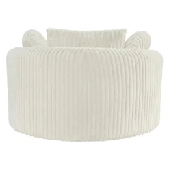 Rolled & Compressed Sealy Corduroy Armchair-in-a-Box with an Ottoman - Cream