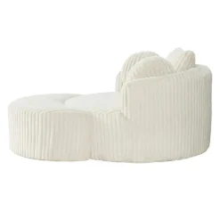 Rolled & Compressed Sealy Corduroy Armchair-in-a-Box with an Ottoman - Cream