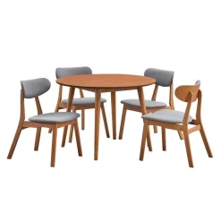 Round Dining Table with 4 Chairs - Grey