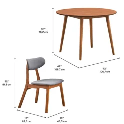 Round Dining Table with 2 Chairs - Grey