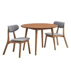 Round Dining Table with 2 Chairs - Grey