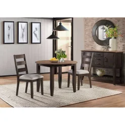 Round Dining Table with Drop-Leaf Panels 42"