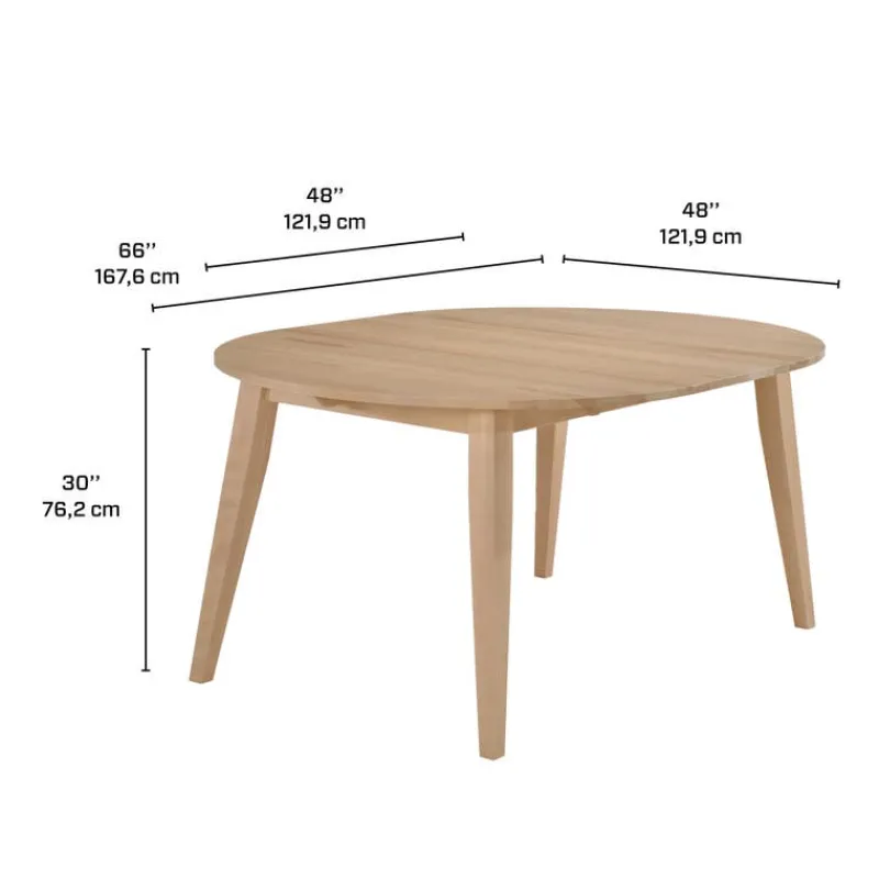 Arboit Poitras Round Extendable Solid Wood Dining Table 48" to 66" -