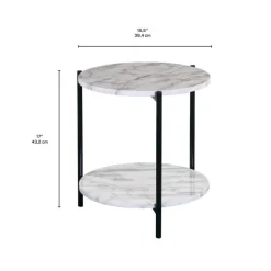 Round Marble-Like Accent Table