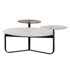 Round Sintered Stone 3-Tier Coffee Table