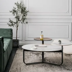 Round Sintered Stone 3-Tier Coffee Table