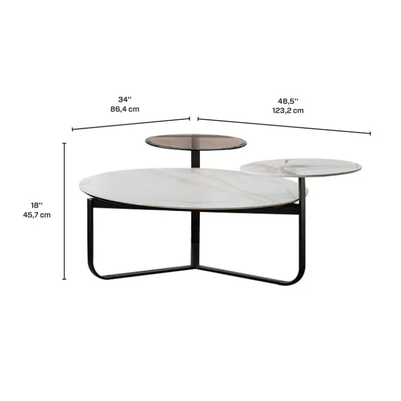 Round Sintered Stone 3-Tier Coffee Table
