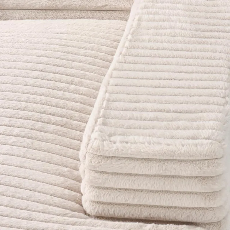 Sealy Corduroy Velvet Chaise - Cream
