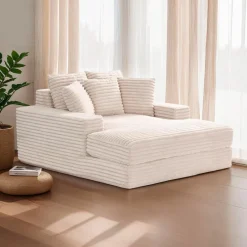 Sealy Corduroy Velvet Chaise - Cream