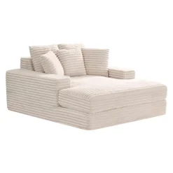 Sealy Corduroy Velvet Chaise - Cream