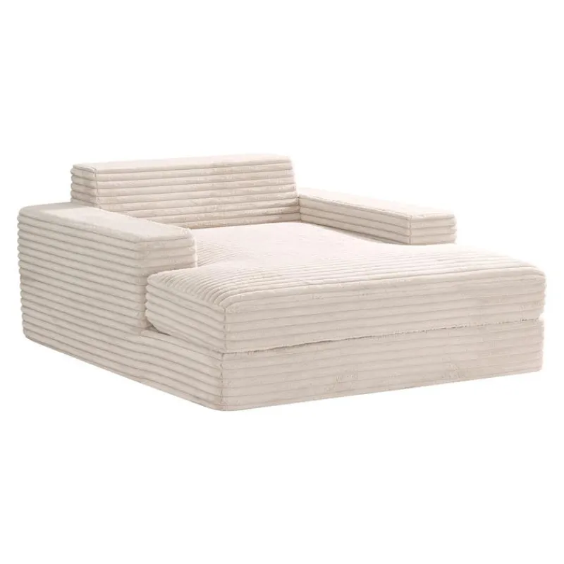 Sealy Corduroy Velvet Chaise - Cream