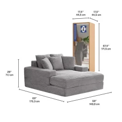 Sealy Corduroy Velvet Chaise -