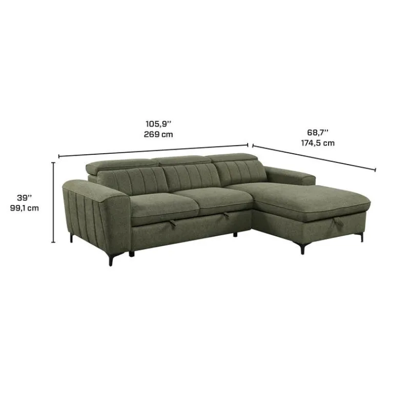 Sectional Bed with Chaise and Storage