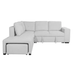 Sectional Bed with Left-Facing Chaise, Storage Compartments and an Extendable Ottoman