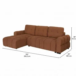 Sectional Bed with Left-Facing Chaise and Storage - Terracotta