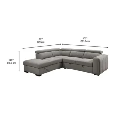 Sectional Bed with Left-Side Chaise, Adjustable Headrests, and Storage