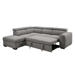 Sectional Bed with Left-Side Chaise, Adjustable Headrests, and Storage